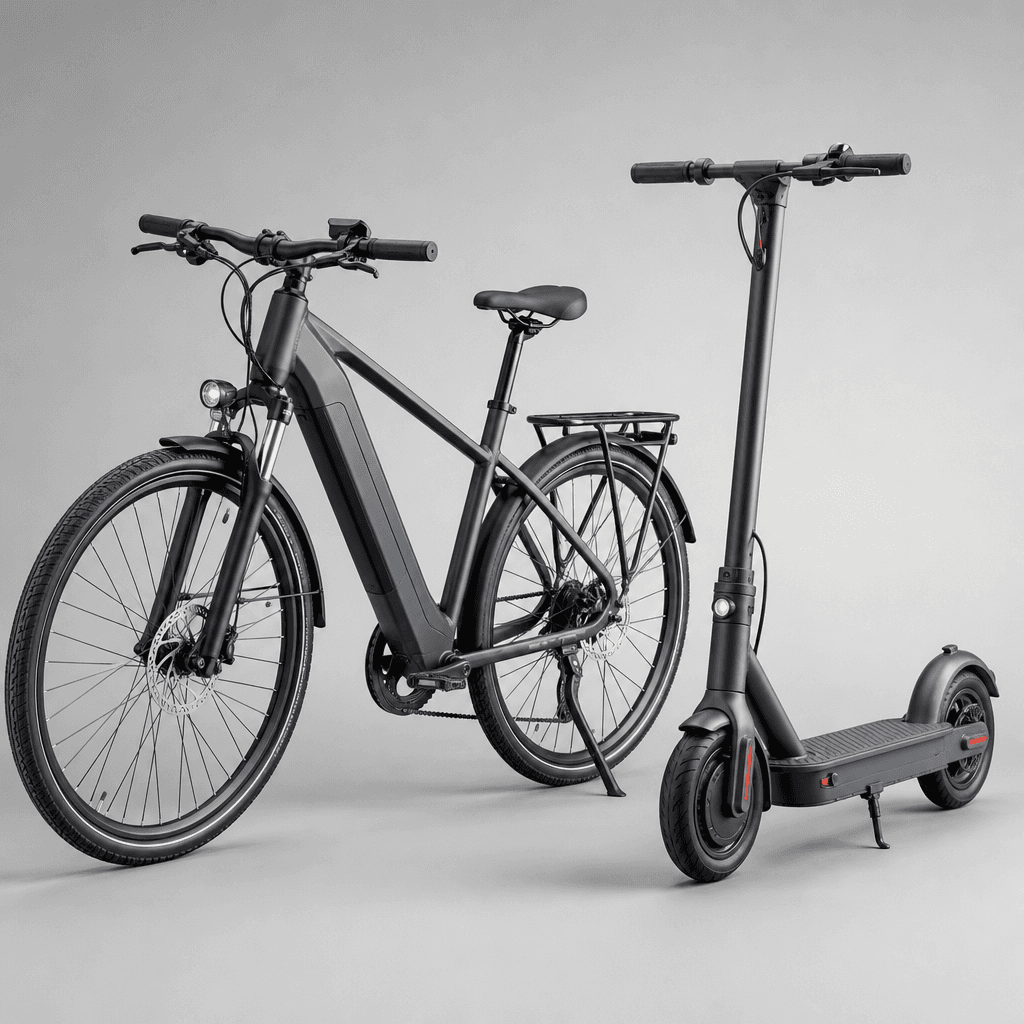 Referencia visual de bicicleta y moto eléctricas